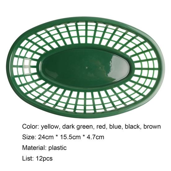 12Pcs Lagerung Korb Hohl Design Geschirr Kunststoff Brot Fast-Food Snack Platte für Hause