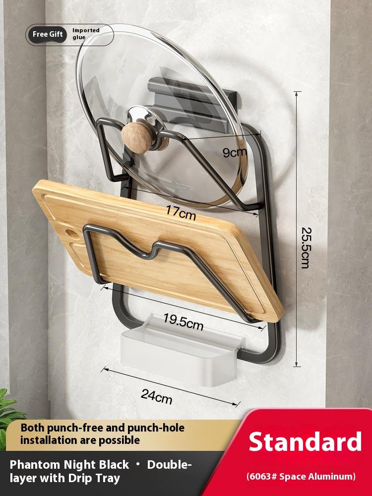 Pot Lid Rack No Punching Wall-mounted Kitchen Rack Large Cutting Board Placer Household Storage Multi-layer Cutting Board Shelf