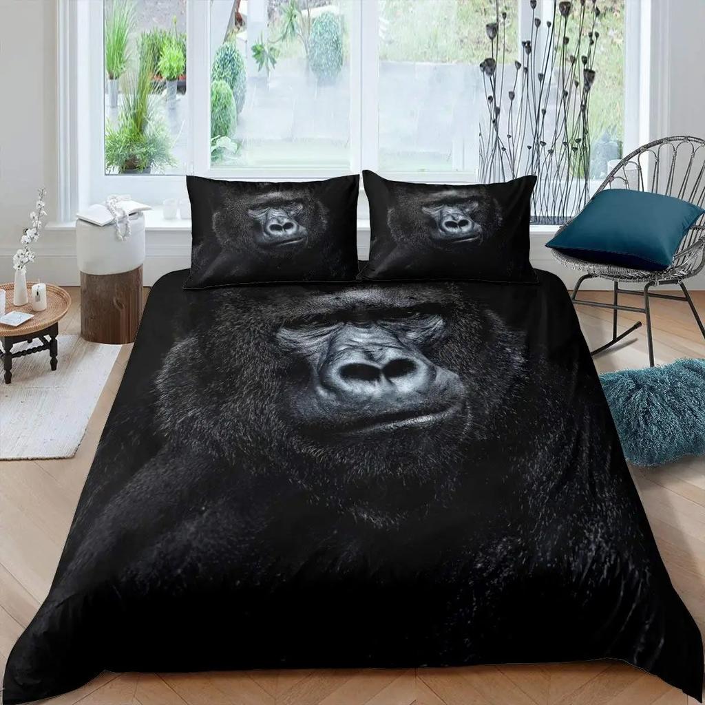 Monkey Duvet Cover Set,Monkey Bedding Set Full Queen Size,Cute Monkey Comforter Cover,Cartoon Animal Comforter Cover Set 2/3pcs