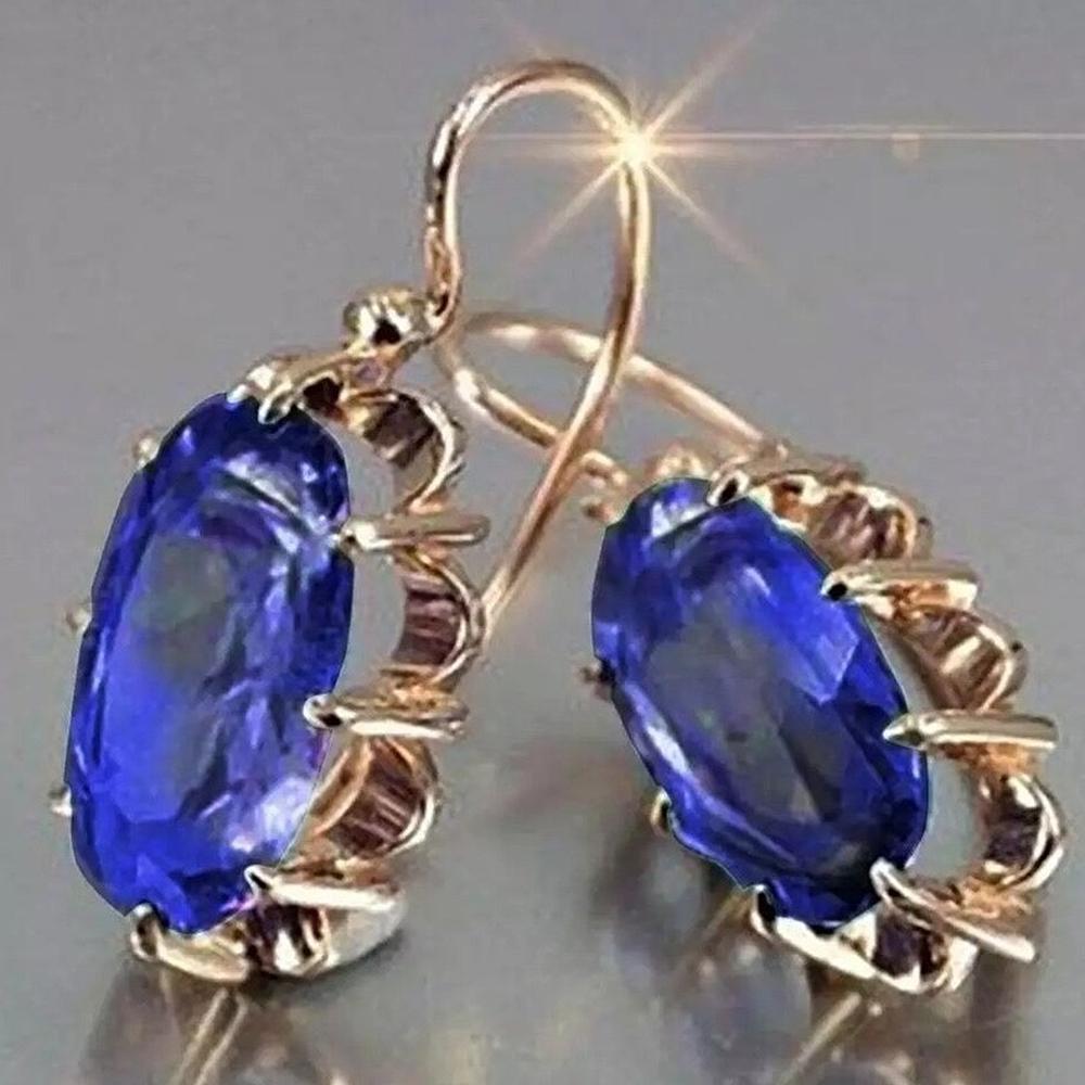 BELLA BOX Trendy Frauen Oval Zirkon Ohrringe Temperament Elegante Design Luxus Weibliche Baumeln Ohrringe Ästhetischen Schmuck