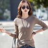 Womens Modal Long Sleeve T-Shirt Slim Fit Solid Color Crew Neck Top Casual Base Layer