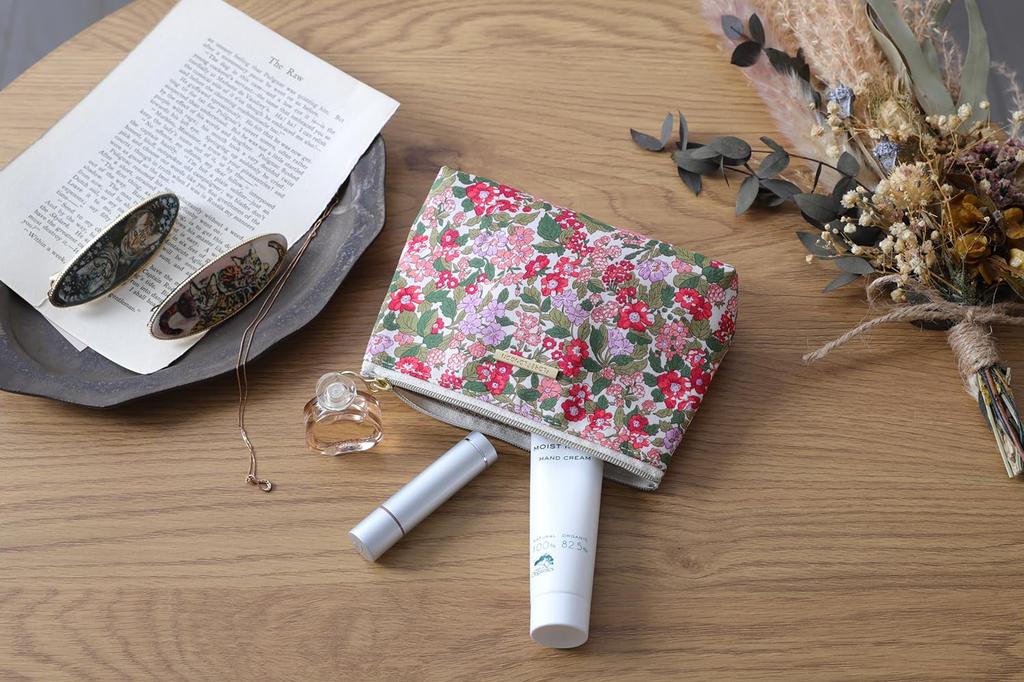 DDintex FLORET LONDON BASIC Pouch, Hedgerow Rumble, Red, 15 X 10.5 X 4.5cm [Liberty Print]