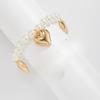 Trendy Charm Bright Surface Metal Heart-shaped Pendant Tassel Imitation Pearl Beaded Anklets for Women Jeans Ankle Chain Jewelry