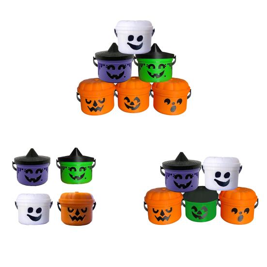 Halloween Candy Bucket Mini Trick or Treat Candy Holder with Handle Small Pumpkin Ghost Bucket for Halloween Party Supplies