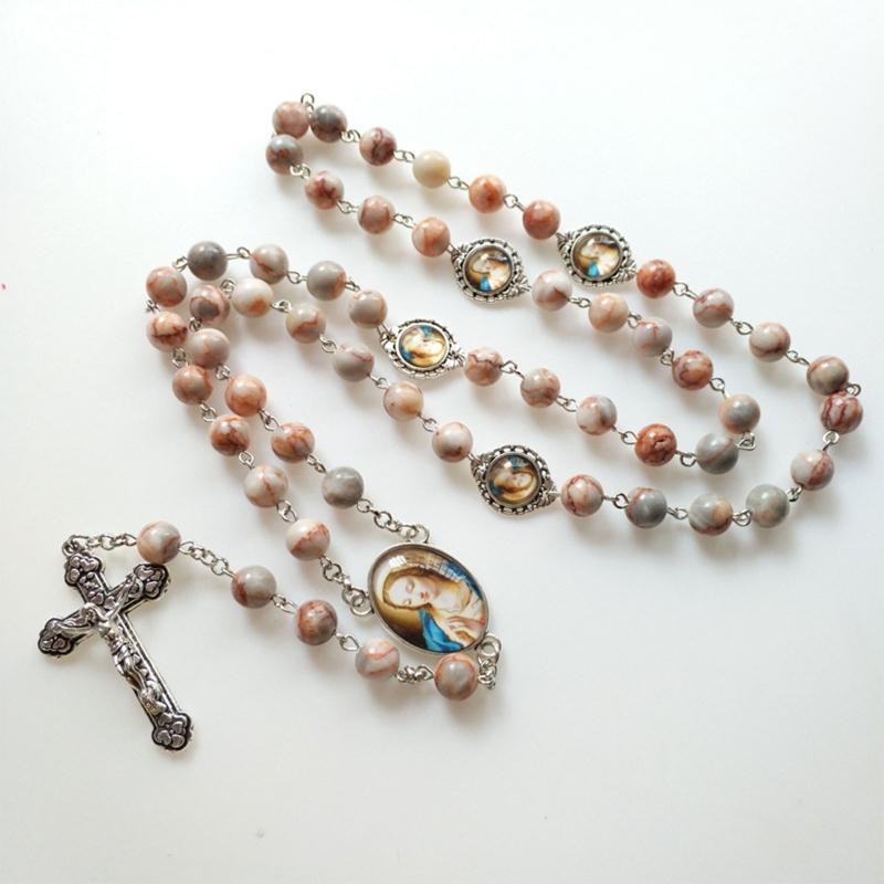 Rosary Necklace with Jesus Crucifix Medal Rosary Prayer Gifts for Women Catholic Necklace with Jesus Christ Religious
