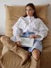 Frühling Neu Damen Street Fashion Lagenlook Dekorative Rüschenhemd Langarm Top