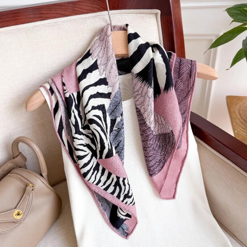 Miling Women s Double-Sided Silk-Wool Square Scarf 65*65cm