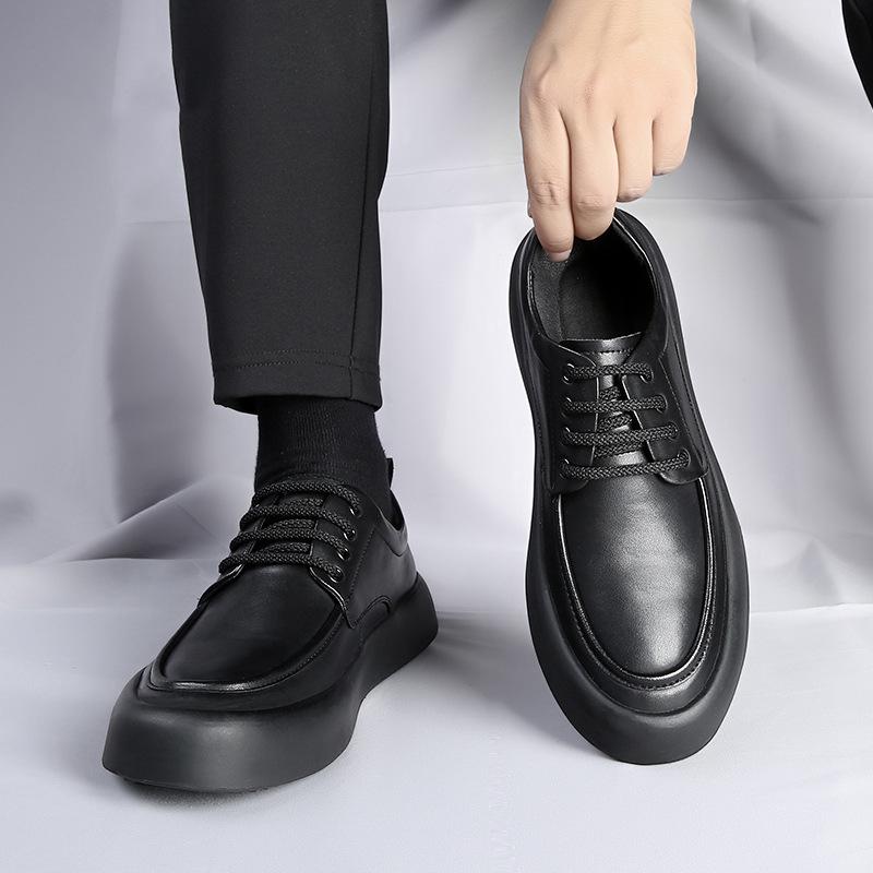 FashionFashion Casual Spring Autumn Cow Leather Shoes for Men New England Black Men's Dress Shoes Lace New Designer Loafers Male