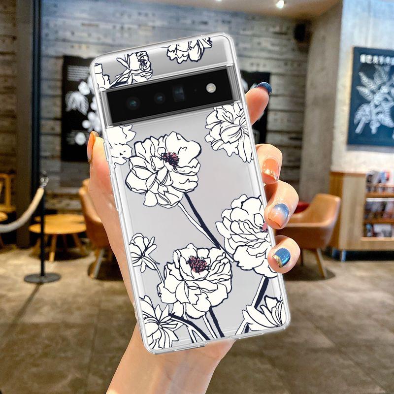 For Google Pixel 10 Pro 10A Phone Case Pixel 9 Pro XL Pixel 8 Pro 9A 8A 7A 7 6A 6 Pro Soft TPU Cover Flower