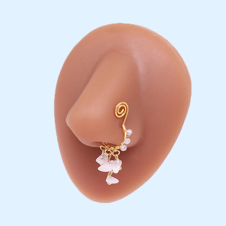 European & American Irregular Crushed Stone Nose Stud with Colorful Eyes & Five-Star Pendant