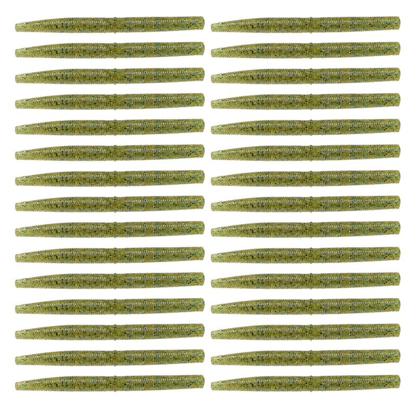 30Pcs Soft PVC Stick Baits Artificial Soft Fishing Lures With Salt Plastic Earthworm Fishing Baits Fishing Accessories