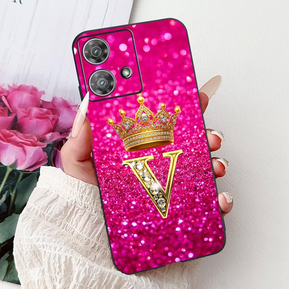 For Motorola Edge 40 Neo Case XT2307-1 Cute Crown Letters Cover Soft Silicone Phone Cases For Motorola Edge 40 Edge40 Neo Fundas