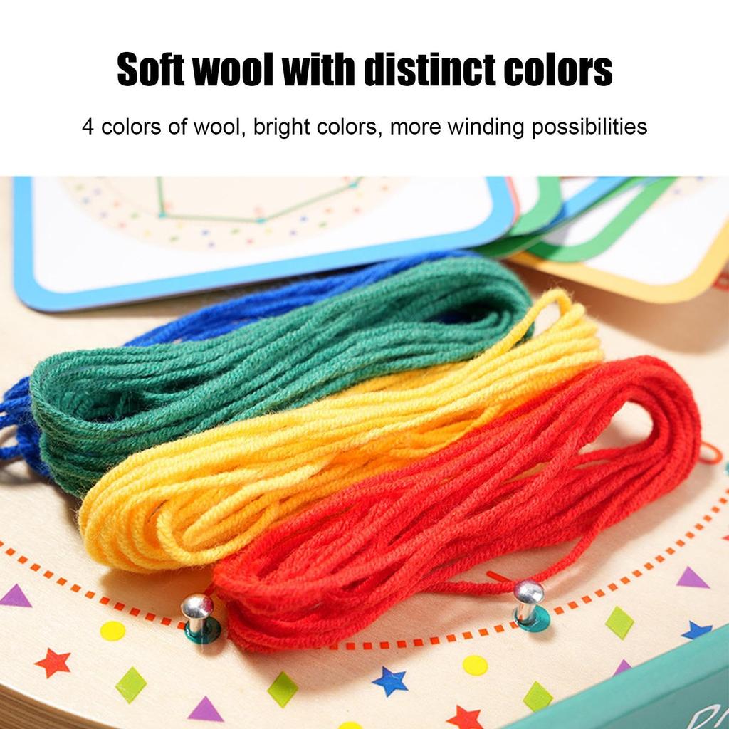 Wooden Math Geoboard for Children Geometric Matching Game Graphical Block Kids Montessori Educational Winding Toys for 3-5Y