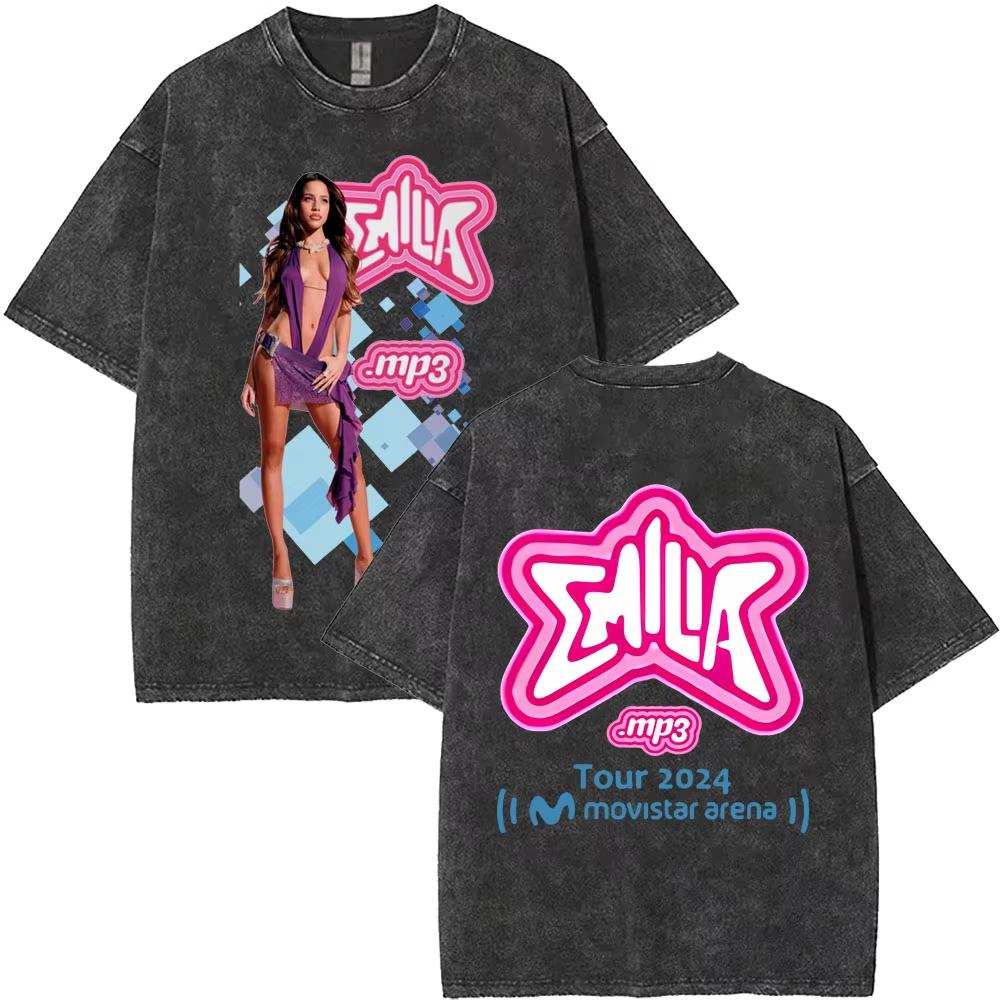 Emilia Mernes MP Tour Tshirts Men Women Fashion Washed Vintage T Shirts Short Sleeve Male Cotton Oversized T Shirt Streetwears