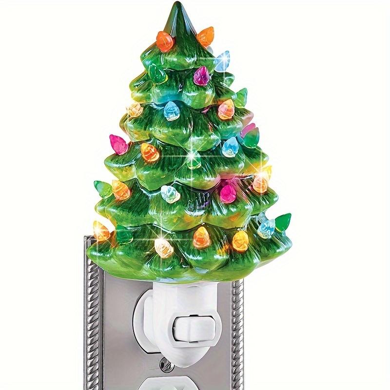 Charming 3D Christmas Tree LED Night Light Festive Red Resin Wall Decor Non-Waterproof 120V US Plug For Indoor Use American Wire Gauge