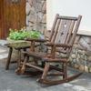 Antique Wood Rustic Rocking Log Chair Single Armchair For Porch Deck Balcony Indoor Outdoor Use Relaxation Lounge Seating Furnit