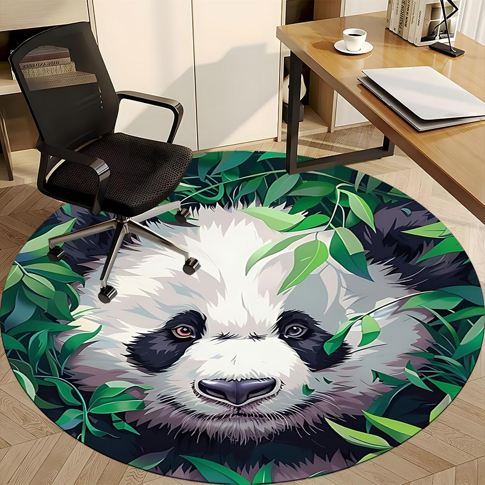1pc Panda Bamboo Office Round Area Rug,  Mat Suitable ForOffice, Under Office Chairs Bedroom Living Room Home Decor, Room Deco