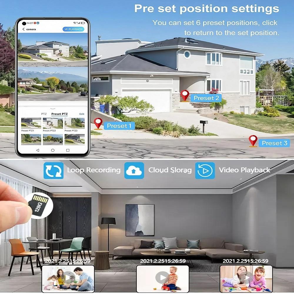 V380 Outdoor Home Garden Monitoring Dual Lens Full Color Night Vision 4G/Wifi Remote Solar Camera