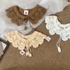 White Milk Silk Crochet Shawl Detachable Scarf Accessories Sweet Fake Collar  Women