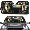 Digital Printing Car Sunshade Creative Decoration Cartoon Anime Bull Suction Cup Sunshade Front Shield Sun Protection