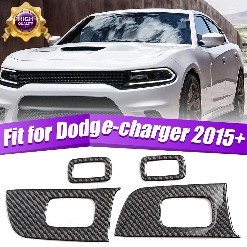 4PCS Real Carbon Fiber Window Lift Switch Panel Cover Trim for Dodge Charger 15+