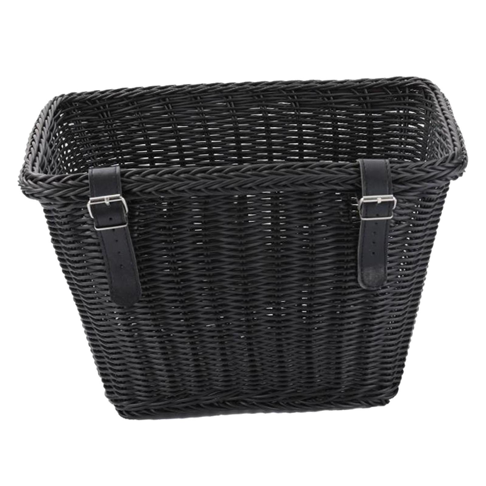 

Bike Basket Tricycle Basket with Straps Portable Woven Basket Sundries Container Bicycle Front Handlebar Basket for Riding чёрный