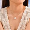 Ladies Elegant Temperament Jewelry, Stainless Steel Oval Imitation Pearl Pendant Necklace, Baroque Nc-2197