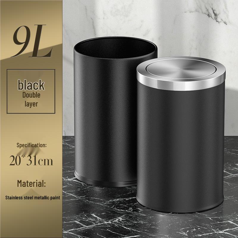 Stainless Steel Swing Lid Trash Can for Home and Kitchen, Light Luxury Design for Bathroom and Living Room.