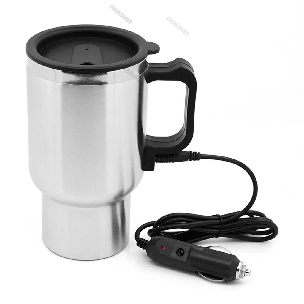 Electric Heating Car Kettle 12V 450ml Vehicle Heating Cup Stainless Steel Camping Travel Kettle Water Coffee Milk Thermal Mug