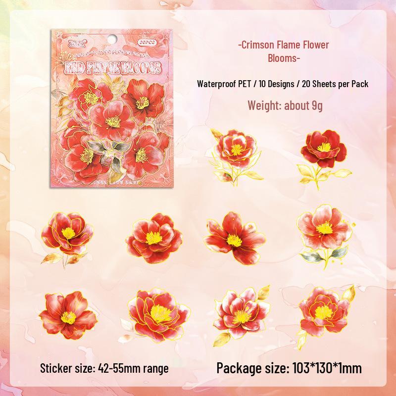 Gilded Floral Xiaoxiao Retro Journal Sticker Pack