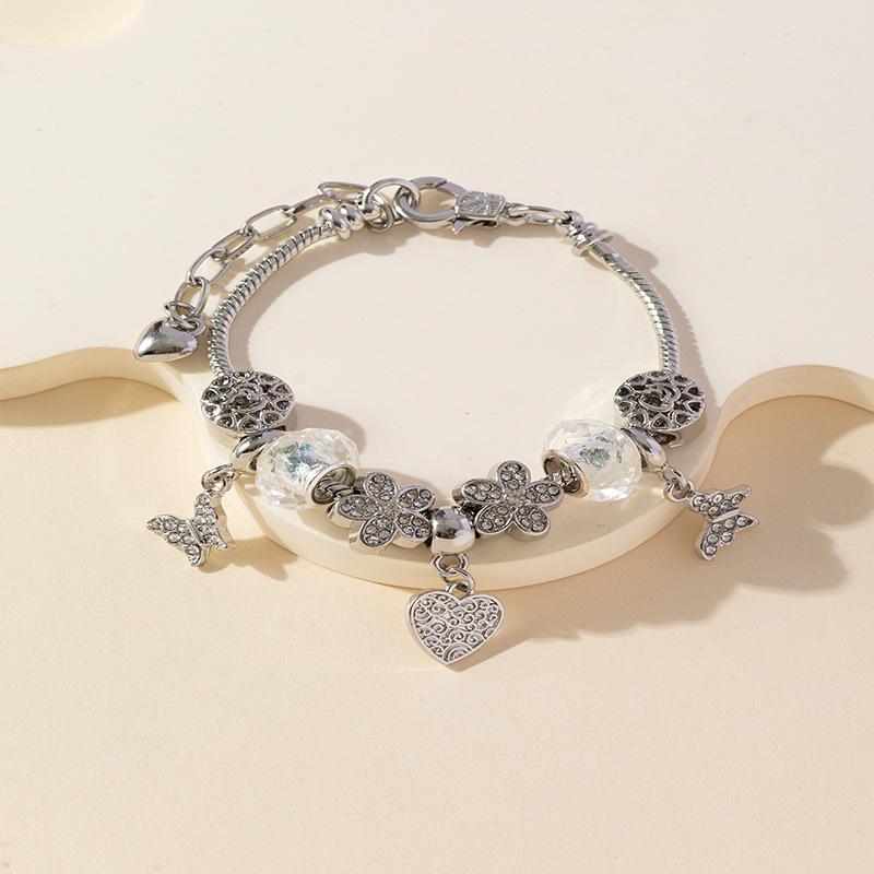 DIY Kralenarmband met Vlinder Liefde Bedel Bloemblaadje Kristallen Hart Hanger Strass Sieraden