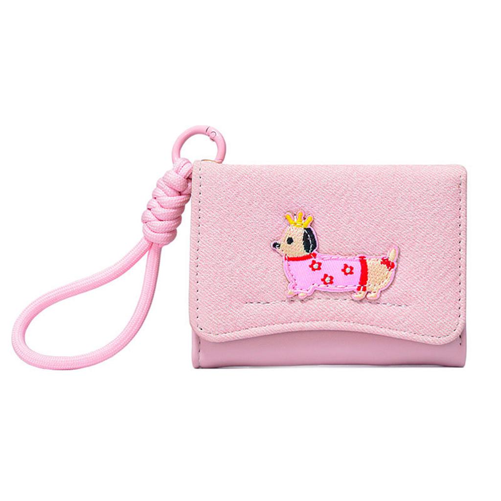 Cute Dachshund Wallet Mini Anti-Lost Card Holder Wallet Lanyard Detachable Lanyard Convenient Hands-Free Carrying