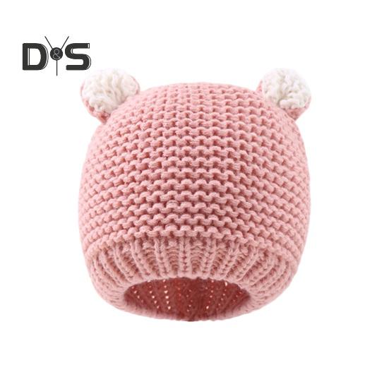 

Осенне-зимняя детская шапка с рисунком медвежьих ушей, однотонная вязаная шапка-бини, ветрозащитная, теплая, эластичная, детская, большого размера розовый