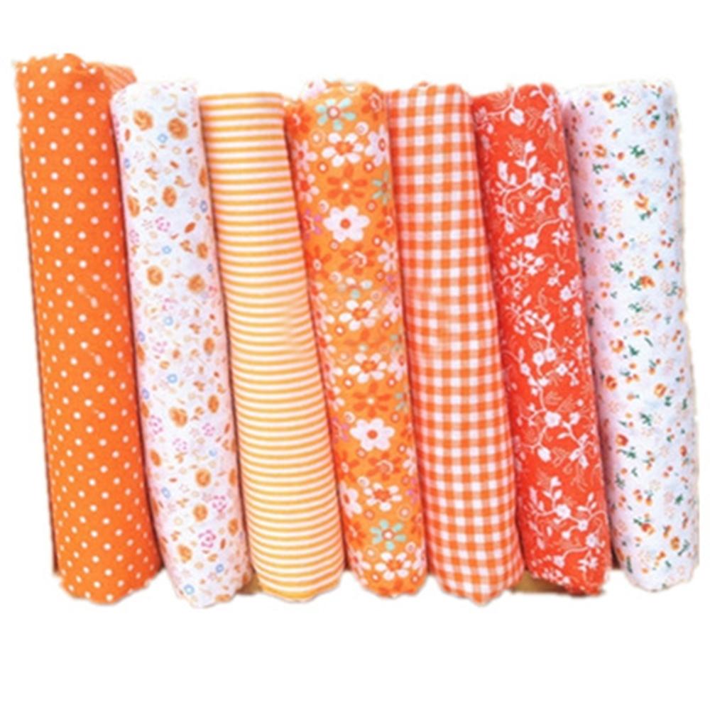 Thick Cotton Quilt Fabric Bundle Set 7 Assorted Colors with Precut Tabs