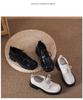 Women's 8cm Height-Increasing Leather Loafers - Chunky Heel, Lace-Up, Square Toe, Spring/Autumn Style