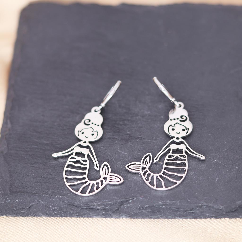 Kinitial Stainless Steel Death Moth Sun Moon Snake Mushroom Cactus Hamsa Hand Horse Earrings For Women Trendy Piercing Jewelry