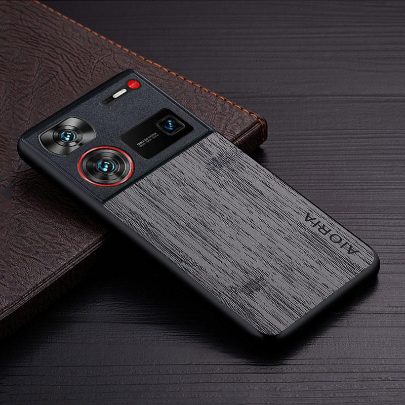 Case for Nubia Z70 Ultra Z60S Pro Z60 Ultra funda bamboo wood pattern Leather cover Luxury coque for Nubia Z60 Ultra case capa