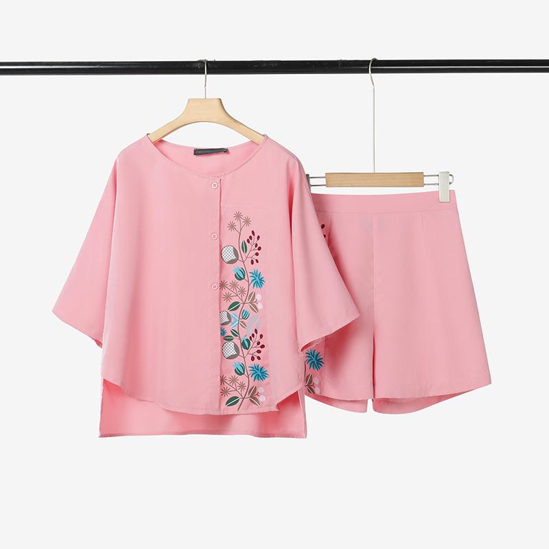 

ZANZEA Женская блузка с коротким рукавом и принтом и шорты, повседневный костюм-двойка