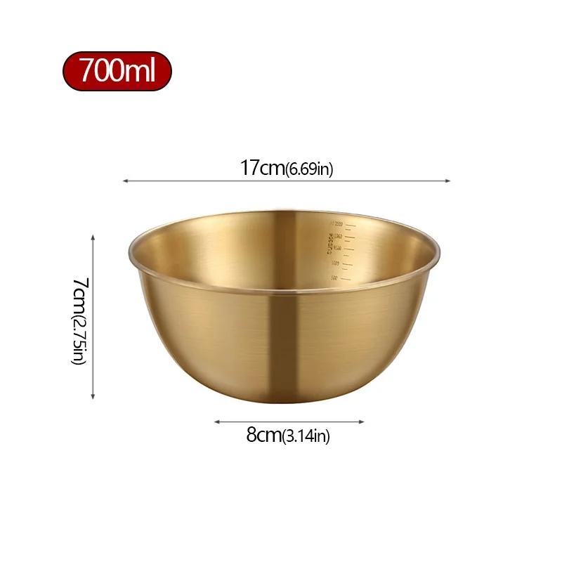 Golden Silver Salad Bowls Large Capacity Stainless Steel Korean Soup Rice Noodle Ramen Bowl Tableware Food Container Utensils