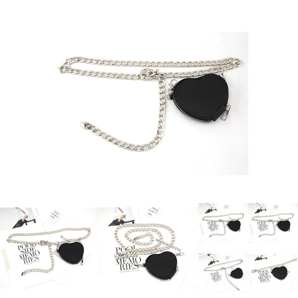 Fashion Metal Women Waist Chain With Detachable Heart Shaped Bag Pendant For Outdoor Wear