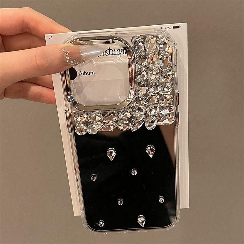 

Rhinestone Mirror Mobile Phone Case Is Suitable For Iphone17Promax Mirror Apple 15 Women S Light Luxury 14Plus Anti-Drop. iPhone 7/8/SE 2020