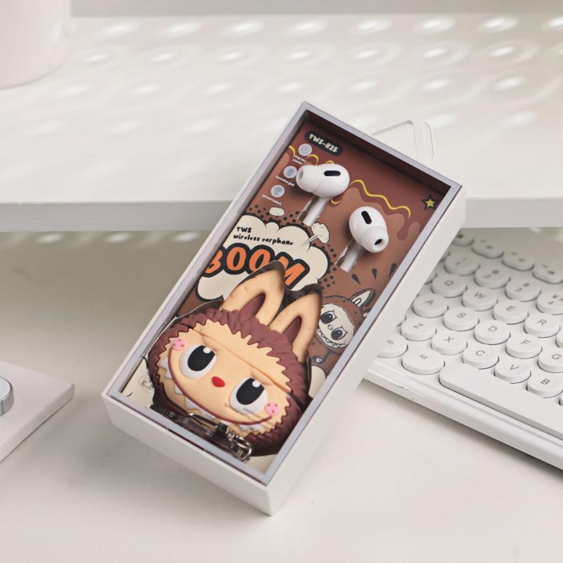 Cartoon Labubu Cute Wireless Earphone With Protective Case And Hanging Pendant Rope Bluetooth Earbuds Headphone Headset
