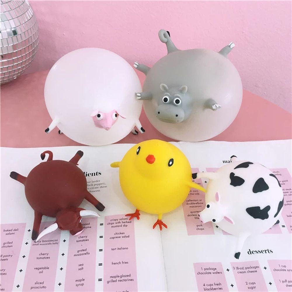 Toys Fidget Toy Blow Toy Cartoon Animal Squeeze Toy Inflatable Hippo Chicken Decompression Toy