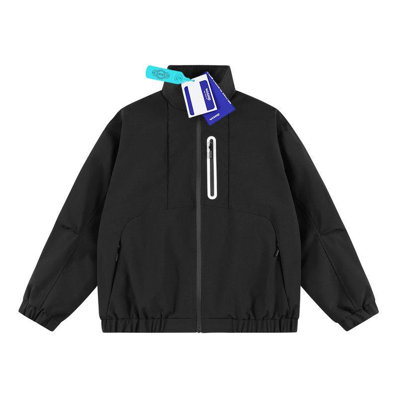

Wassup Trendy American Retro Functional Style Stand-Up Collar Windbreaker Jacket for Men and Women, Windproof, Loose and Versatile Jacket Black 3 XL
