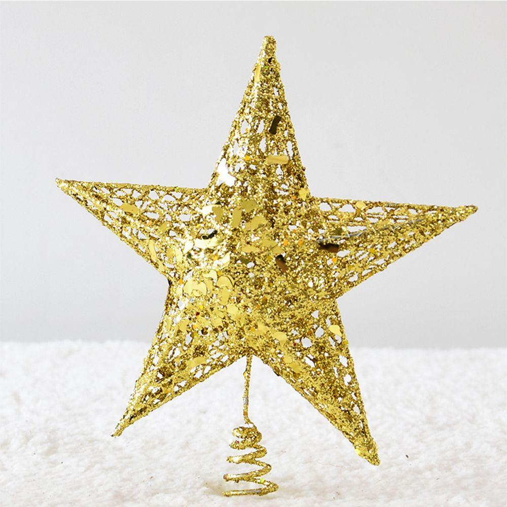 Home Navidad Glitter Iron Gold Christmas Decoration Christmas Tree Top Star Tree Ornaments