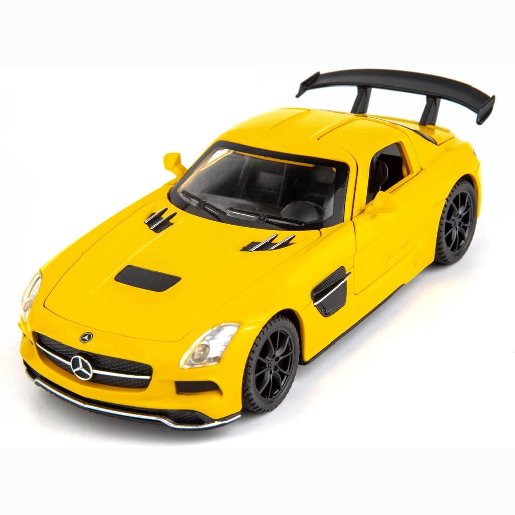 1:32-масштабная модель автомобиля Benz SLS AMG, литая под давлением цинкового сплава, игрушечная машинка с откидной спинкой, звуком и светом для детей, мальчиков и девочек