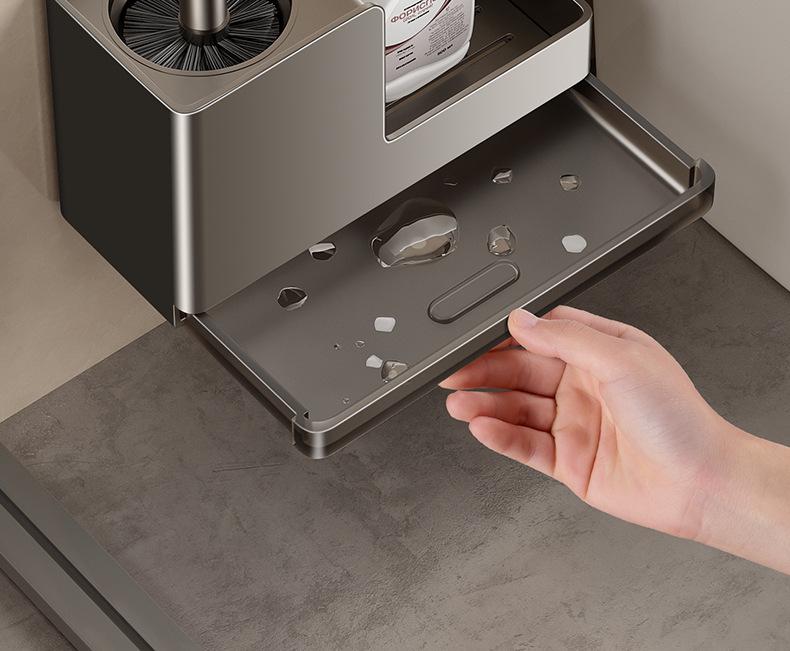 Nástěnná sada WC kartáče bez vrtání s čističem spár