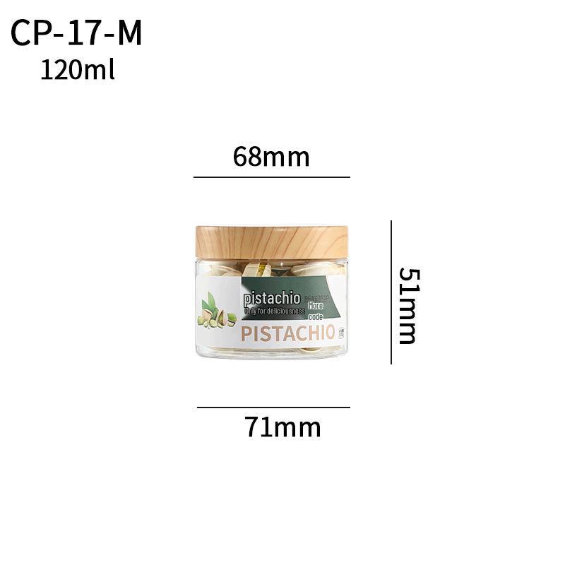 Transparent Sealed Kitchen Storage Jar with Wood Grain Lid for Cereal, Dried Fruit, and Nuts