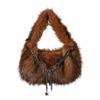 Portable Faux Fur Shoulder Bags Y2k Fluffy Tote Bag Portable Fluffy Hobo Bags  Dating