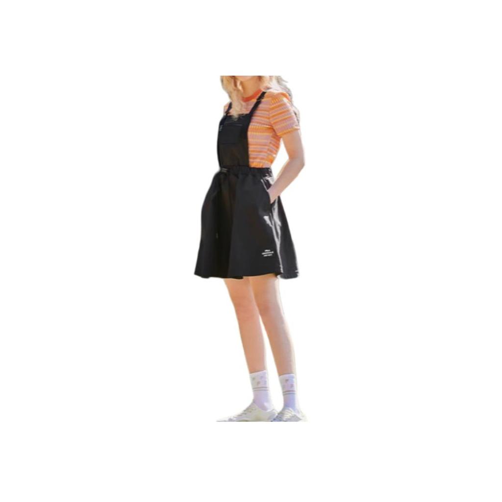 FILA Solid Color Loose Waist Drawstring Fashion Casual Sleeveless Dress Women dresses Black F11W229312F-BK